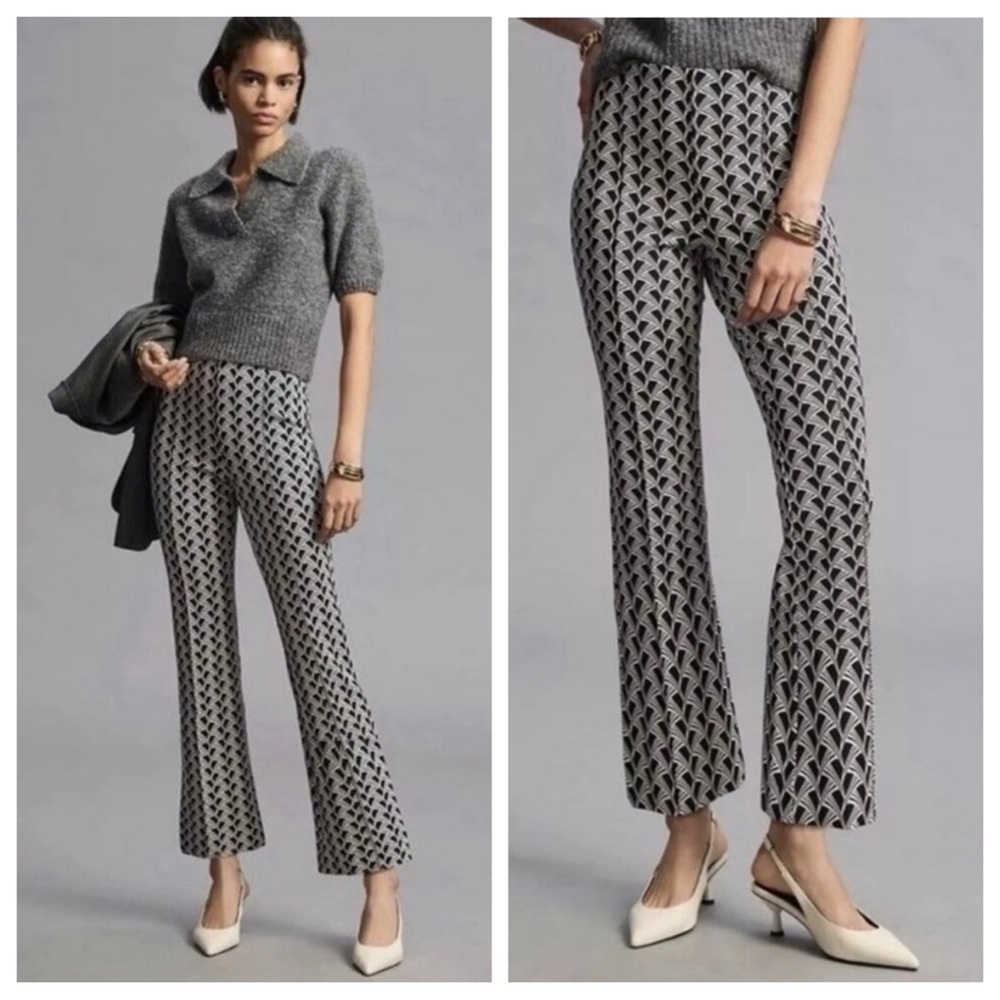 Maeve The Margot Printed Kick Flare Cropped Pants Ankle Stretch Anthropologie
